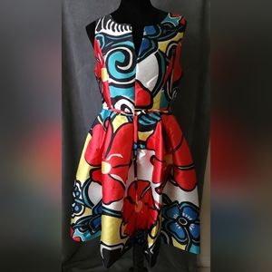 Vibrant Retro Floral Print Dress